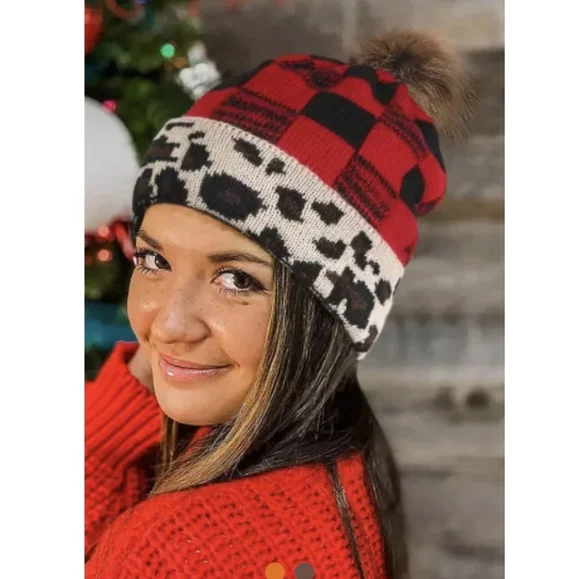 💜 New Leopard Buffalo Plaid Hat - Picture 2 of 2